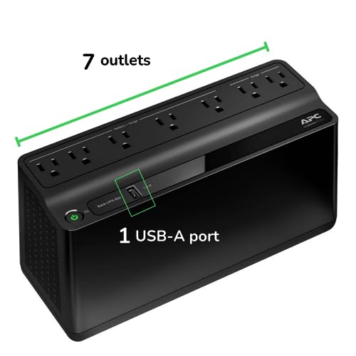 APC BE600M1 Uninterruptible Power Supply UPS 600VA 330W 120V 60Hz Compact