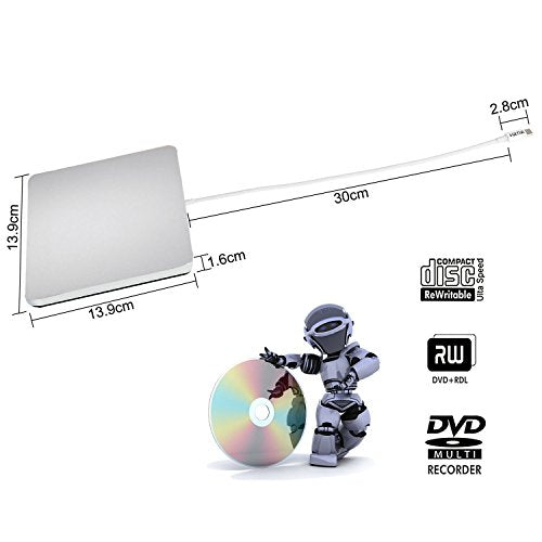 VikTck Portable External CD/DVD Drive VT967 USB Type C Silver