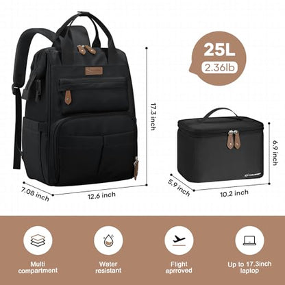 Maelstrom Laptop Backpack with Insulated Lunch Box, MSBLP10, Black, 25 Liters, Polyester, Anti-Theft Features