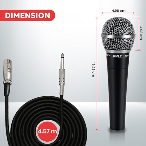 Pyle Handheld Microphone PDMIC58 Dynamic Moving Coil Cardioid Unidirectional, XLR Audio Cable Included