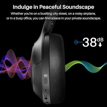 TOZO T12052 Wireless Over-Ear Headphones with Noise Cancelling and Bluetooth Connectivity