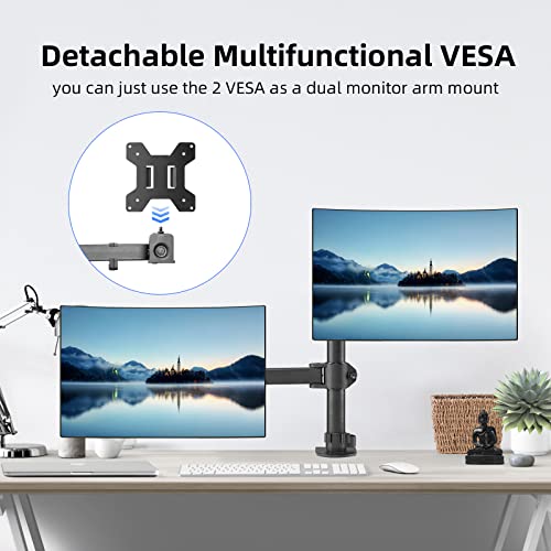 Suptek MD6432TP003 Tabletop Mount 13-27 Inch Adjustable Monitor Arm with Laptop Tray