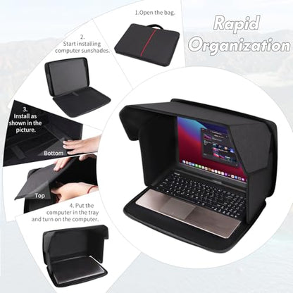 Yumt 14 Inches Laptop Sun Shade Soft Fabric Portable Privacy Shield