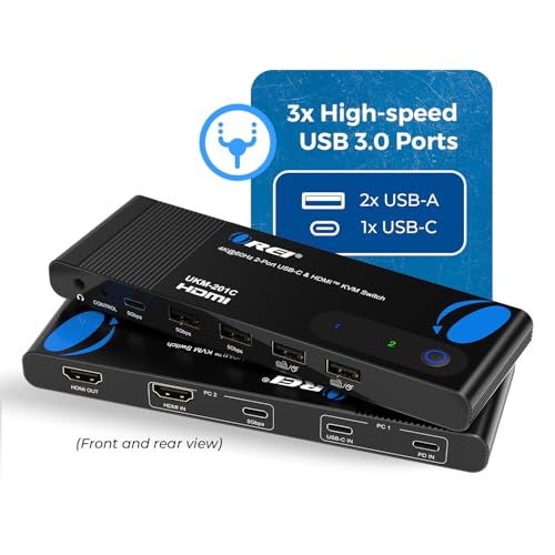 OREI 2-Port KVM Switch Model UKM-201C 4K at 60Hz HDMI & USB-C Support