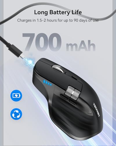 TECKNET Wireless Mouse TK-MS029 Optical 4800 DPI 2.4GHz Ergonomic Mouse