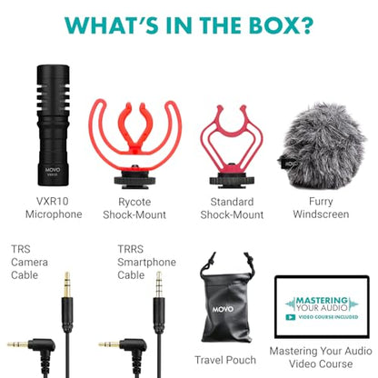 Movo 3.1" x 1.2" VXR10 Unidirectional Shotgun Microphone 1 Channel 18 KHz Frequency Response