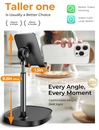 LISEN 4.33 x 4.33 x 8.53 inches Stand Alone Adjustable Phone Holder LE752 Black
