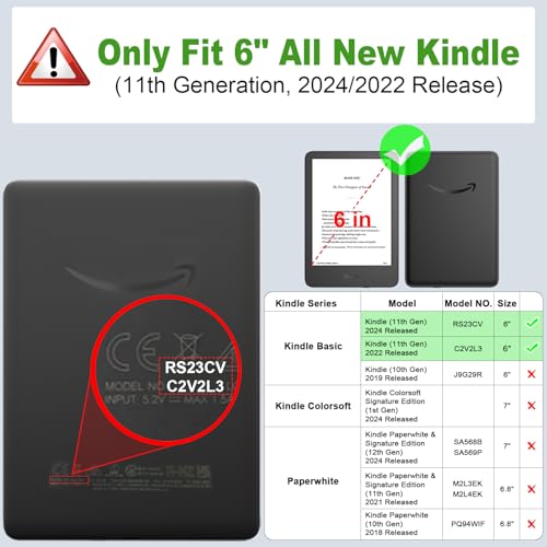 Fintie 6" Kindle Model No. C2V2L3/RS23CV Case - Lightweight Scratch Resistant PU Leather Cover with Auto Sleep/Wake Feature