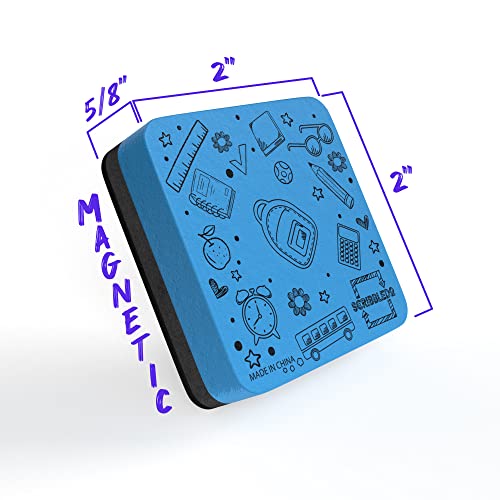 Scribbledo 6 Pack Assorted Magnetic Dry Erase Erasers - 2" x 2" Rectangular Ethylene Vinyl Acetate