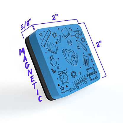 Scribbledo 6 Pack Assorted Magnetic Dry Erase Erasers - 2" x 2" Rectangular Ethylene Vinyl Acetate