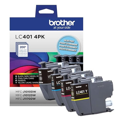 Brother Standard Yield LC4014PKS Ink Cartridges 4-Pack Black, Cyan, Magenta, Yellow