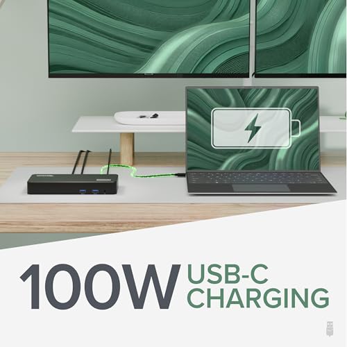 Plugable 7.87" x 3.3" x 1.2" UD-3900PDZ USB Type C Docking Station | 100W Charging, 3x HDMI (1x 4K 30Hz, 2x 1080p 60Hz), 9 Ports | Compatible with Windows, ChromeOS, macOS 11+ | Black