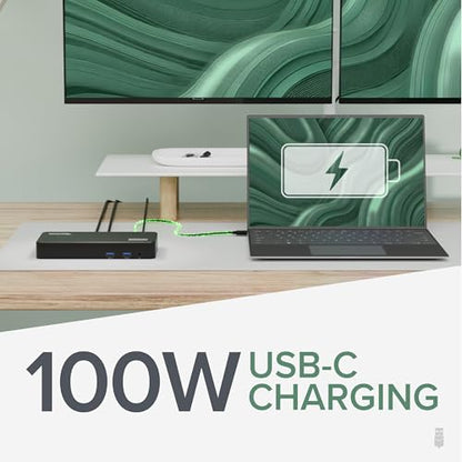 Plugable 7.87" x 3.3" x 1.2" UD-3900PDZ USB Type C Docking Station | 100W Charging, 3x HDMI (1x 4K 30Hz, 2x 1080p 60Hz), 9 Ports | Compatible with Windows, ChromeOS, macOS 11+ | Black