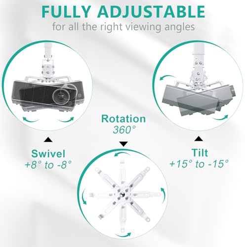 WALI Universal Projector Mount PM-003-W Heavy Duty Adjustable Ceiling and Wall Mount