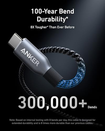 Anker 6 Feet A88E2 USB Type C Male-to-Male Cable 480 Mbps Data Transfer 240W Power Delivery USB-IF Compliant