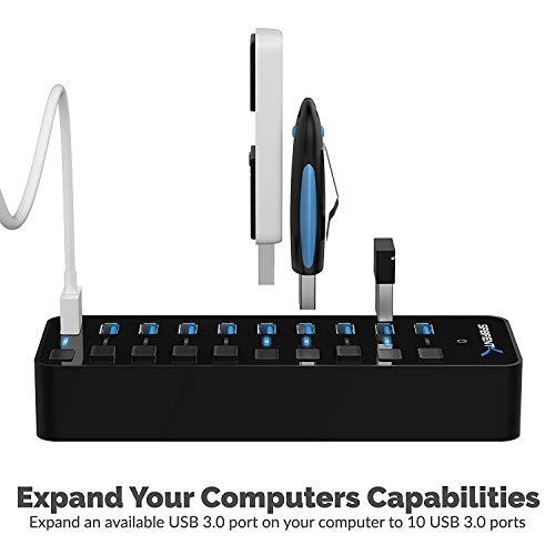 SABRENT 10-Port USB 3.0 Hub Model HB-BU10 Data Transfer Rate 5Gbps USB Ports 10