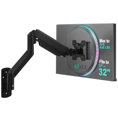 WALI 13-32 Inch GSWM001 Monitor Wall Mount, Adjustable Gas Spring Arm, 22lbs Capacity, Black