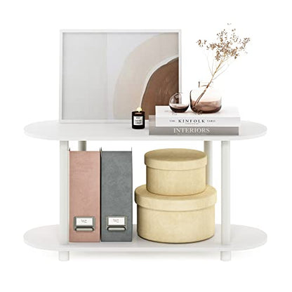 Furinno 4-Tier Oval Shelf RL22085PWHVPWH Floor Mount Display and Storage Unit