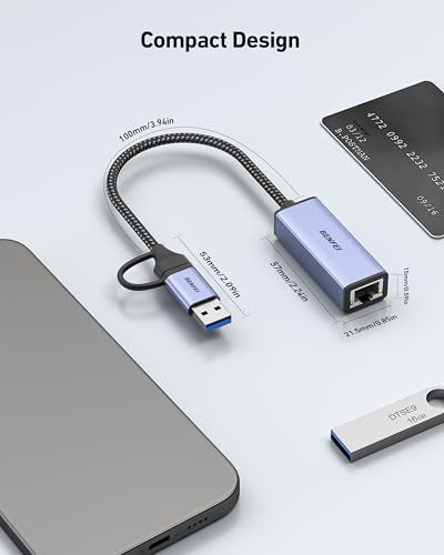 BENFEI USB 3.0 to Ethernet Adapter Model 000317grey, Ethernet, USB, Gigabit Ethernet