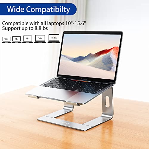 BESIGN LS03-Silver 10-15.6" Laptop Stand, Aluminum, Ergonomic, Tabletop Mount