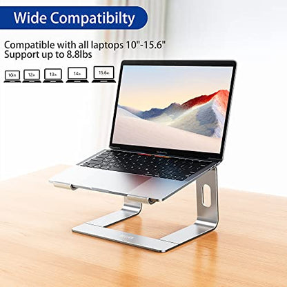 BESIGN LS03-Silver 10-15.6" Laptop Stand, Aluminum, Ergonomic, Tabletop Mount
