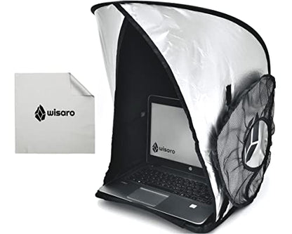 WISARO Laptop Sun Shade - 14.5 x 17.5 x 22 inches - Lightweight - Fits up to 17 inch Devices - Anti-Glare Fabric