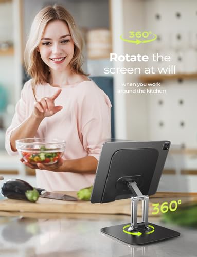 LISEN LS-2E559 Adjustable Tablet Stand for Desk - Tabletop Holder Compatible with 12.9" to 4.7" Devices - Portable and Adjustable - Black