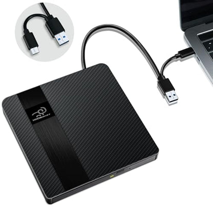 HKCMEMORY 5.51" x 5.59" Portable External Optical Drive PIXIU HX20 USB 3.0 Type A, Type C