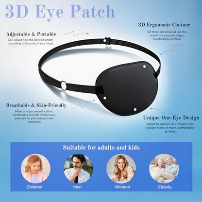 Nyosye 6.61 x 3.43 x 0.51 inches Black 3D Adjustable Eye Patch