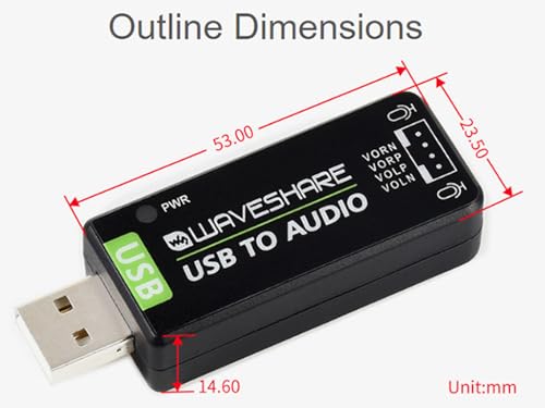 Waveshare USB Audio Sound Card USB2.0 Stereo 5.1 Compatible with Windows/Linux/Android