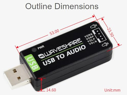 Waveshare USB Audio Sound Card USB2.0 Stereo 5.1 Compatible with Windows/Linux/Android