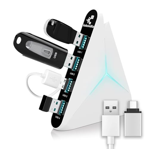 Kokovolta 4-Port H3002 USB Hub USB 3.0 5Gbps White Networking Hub