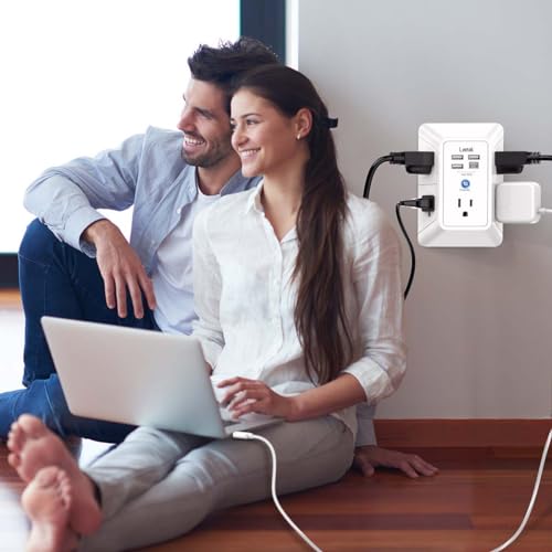Lvetek 5 Outlet Extender QF-519F 125 Volts 15 Amps USB Wall Charger