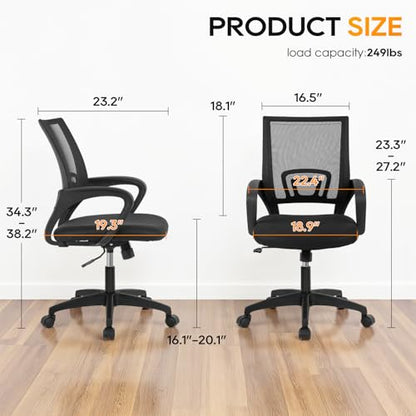 BestOffice 1.0 Count VN-H03-Black-BestOffice Ergonomic Office Chair with Breathable Backrest and Adjustable Height