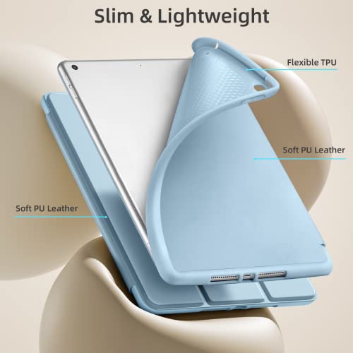 Akkerds 10.2 inch SB-122 Case for iPad 9th/8th/7th Generation, Soft PU Leather, Auto Sleep/Wake, Scratch Resistant, Sky Blue