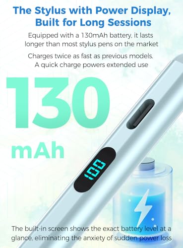 TUJUFREE Pencil for iPad K12 - Black - Compatible with iPad Models (Various) - 25 Minutes Charging Time - 1 D Battery Included