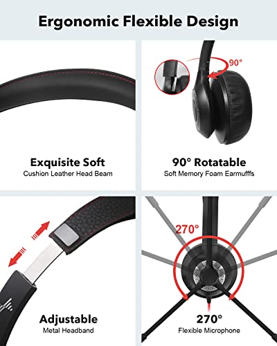 JIAMQISHI EH01 USB+3.5mm Wired Headset, 32 Ohm, Dynamic Driver, Touch Control, Active Noise Cancellation, Volume Control, Black