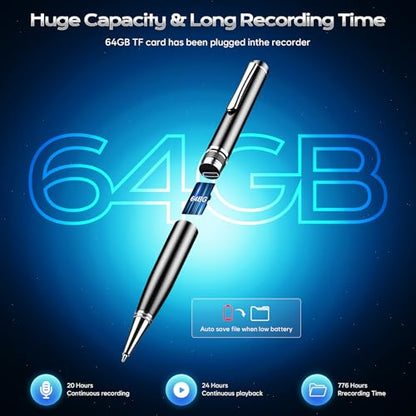 ZIPCIDE 64GB F26-1104 Digital Voice Recorder