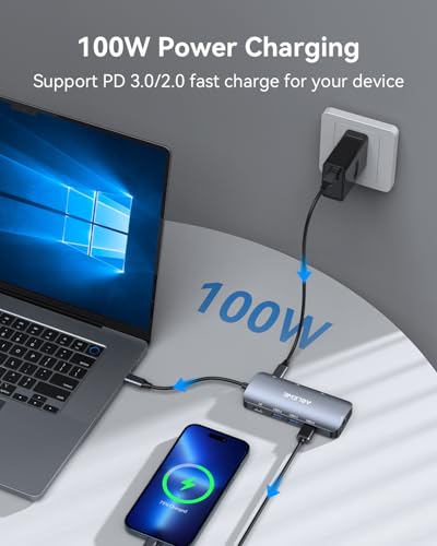 ABLEWE 8-in-1 USB Hub Model Number B0DN9F245H USB 3.0 5Gbps Ethernet 1000Mbps