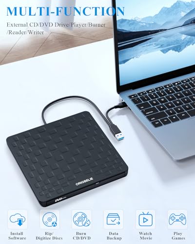 ORIGBELIE External Ultra-Slim Optical Drive TP520 24xCD 8xDVD USB 3.0