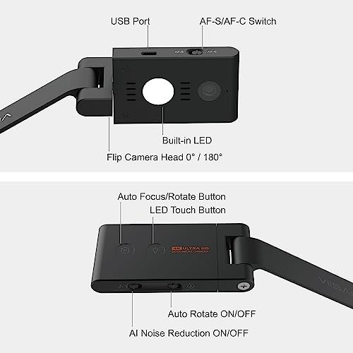VIISAN VS13AI 13MP 4K Document Camera USB Flexible Adjustable Stand AI-Noise Reduction Microphone
