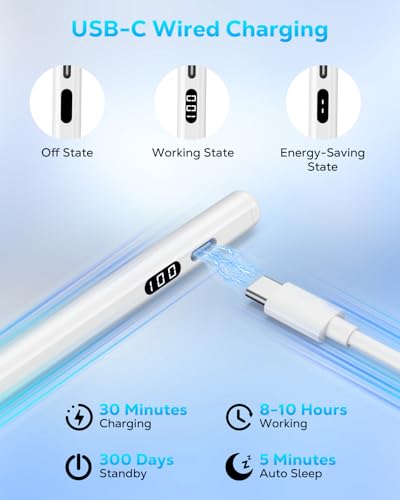 MoKo 12 x 8 x 4 inches Stylus Pen for iPad 2018-2025 with Palm Rejection and Tilt Sensitivity - P1480397