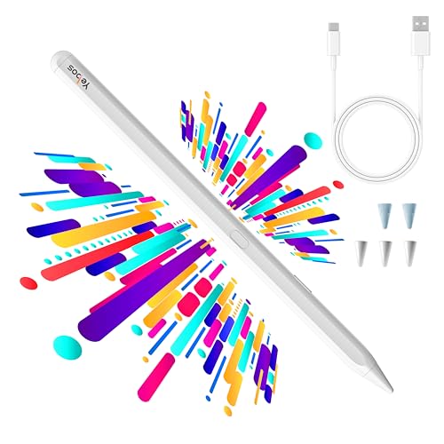 YEBOS Stylus Pen for Apple iPad 2018-2025, Model T2S, Aluminum Body, USB-C Charging, Battery Required