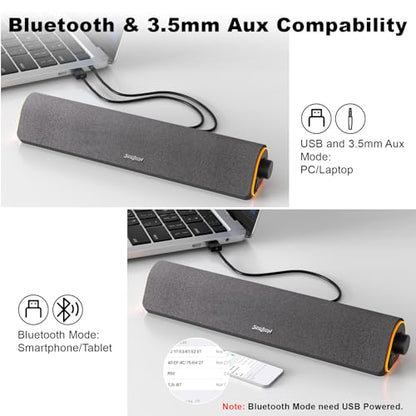 SOULION 3.5 inches R50-BK Bluetooth Soundbar 10 Watts 20 KHz Surround Computer Speaker