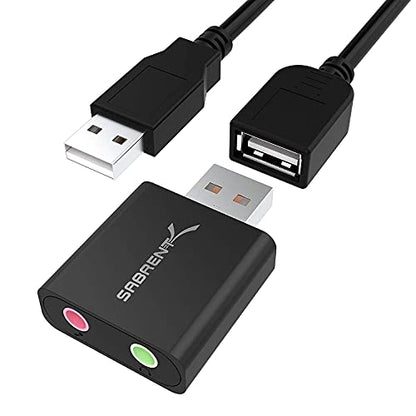 Sabrent Aluminum USB External Stereo Sound Adapter AU-EMCB USB 2.0 Stereo 48 KHz