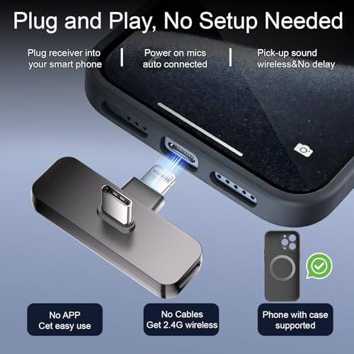 Bulatry 2-Pack Wireless Mini Lavalier Microphone WM280 Bluetooth USB Wi-Fi Omnidirectional