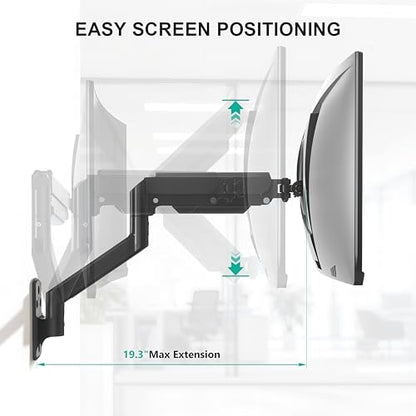 WALI 13-32 Inch GSWM001 Monitor Wall Mount, Adjustable Gas Spring Arm, 22lbs Capacity, Black