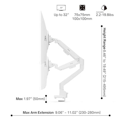 Pixio PSW1SWH 17-32 Inches Monitor Arm Stand VESA Mount Swivel Metal White