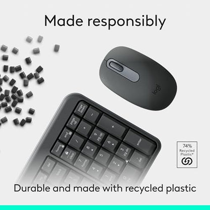 Logitech MK250 Wireless Keyboard and Mouse Combo 2 AAA Batteries Bluetooth Compatibility Windows MacOS 99 Keys Graphite
