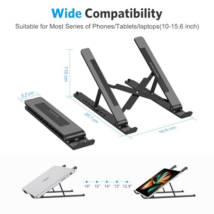OMOTON 1 Count la02-slbk Portable Laptop Stand, Tabletop Ergonomic Adjustable, Black ABS Riser